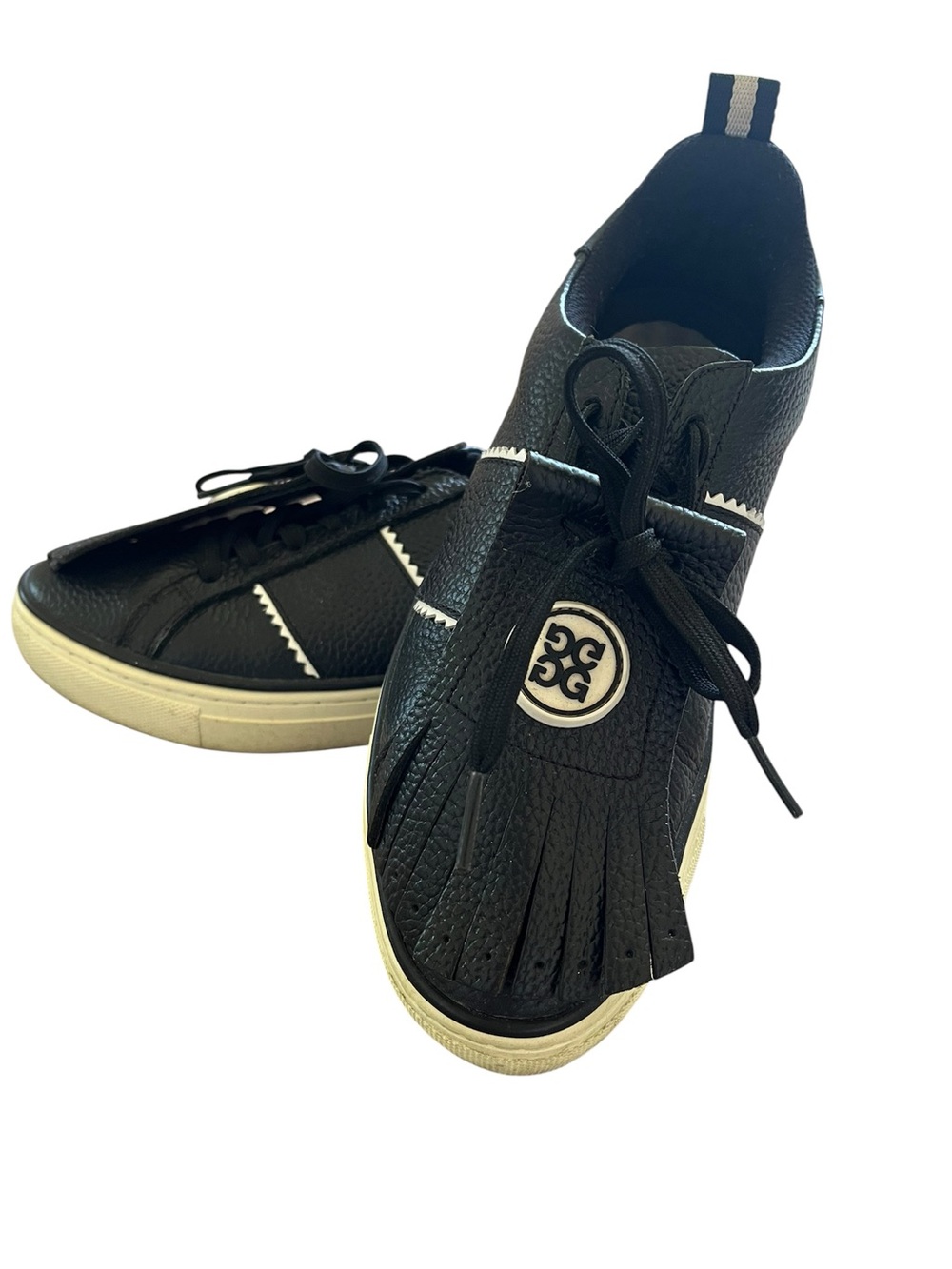 Woman’s Black Leather Fringe Lace-Up Sneaker